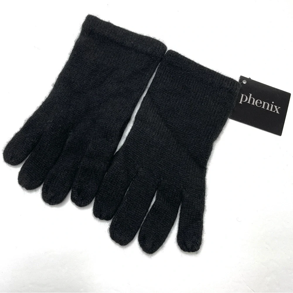 PHENIX 100% Cashmere Knit Gloves NEW Black